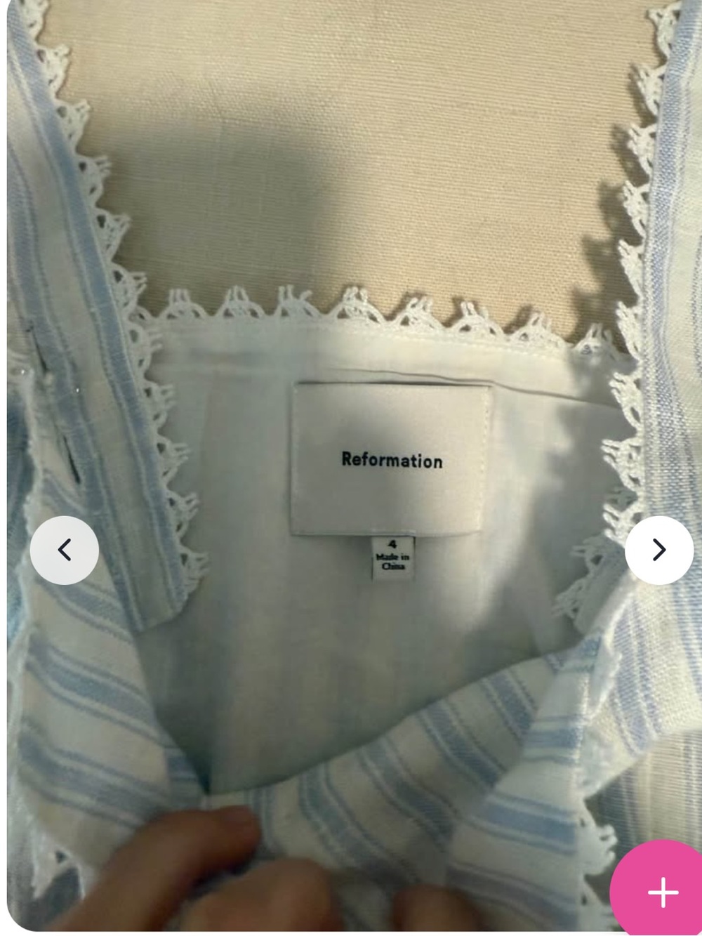 Reformation Blue and White Striped Lace-Trimmed vest top - Picture 3 of 3